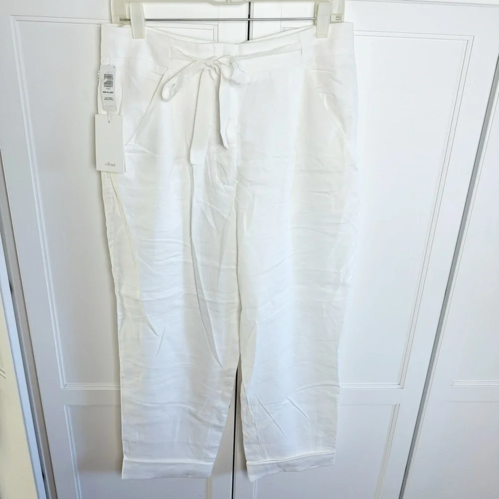 New! Wilfred Linen White Sz 12 Allant Pant Cuffed Crop